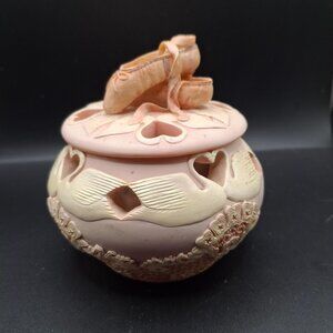 Decorative Stone Potpourri Pot With Ballet Shoes Lid Swan Heart Cutouts
